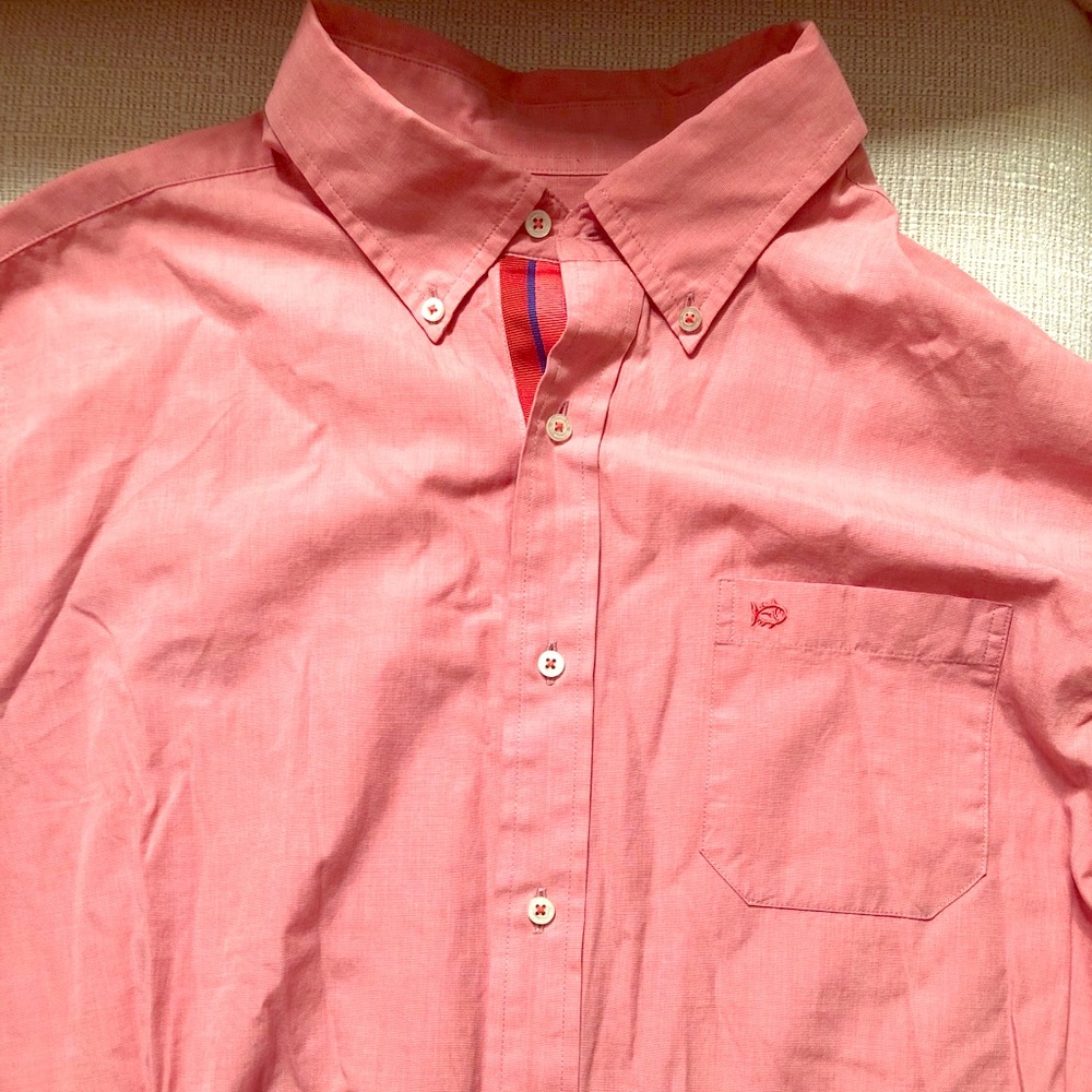 Southern Tide casual button down salmon color